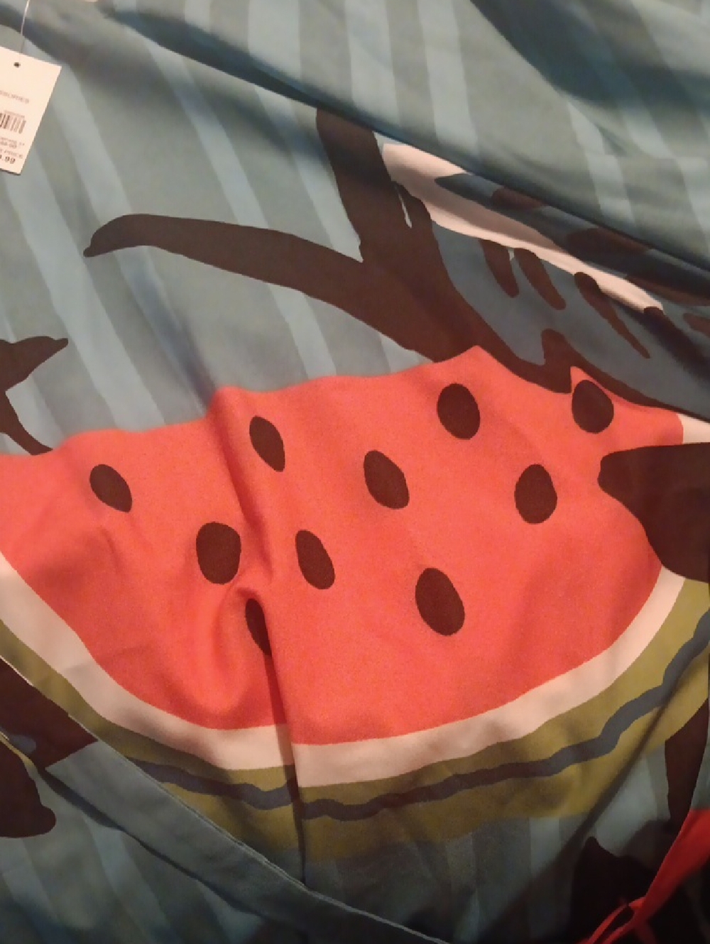 Cato Teal Blue Midi Dress with Red and Green Print - Picture 4 of 5